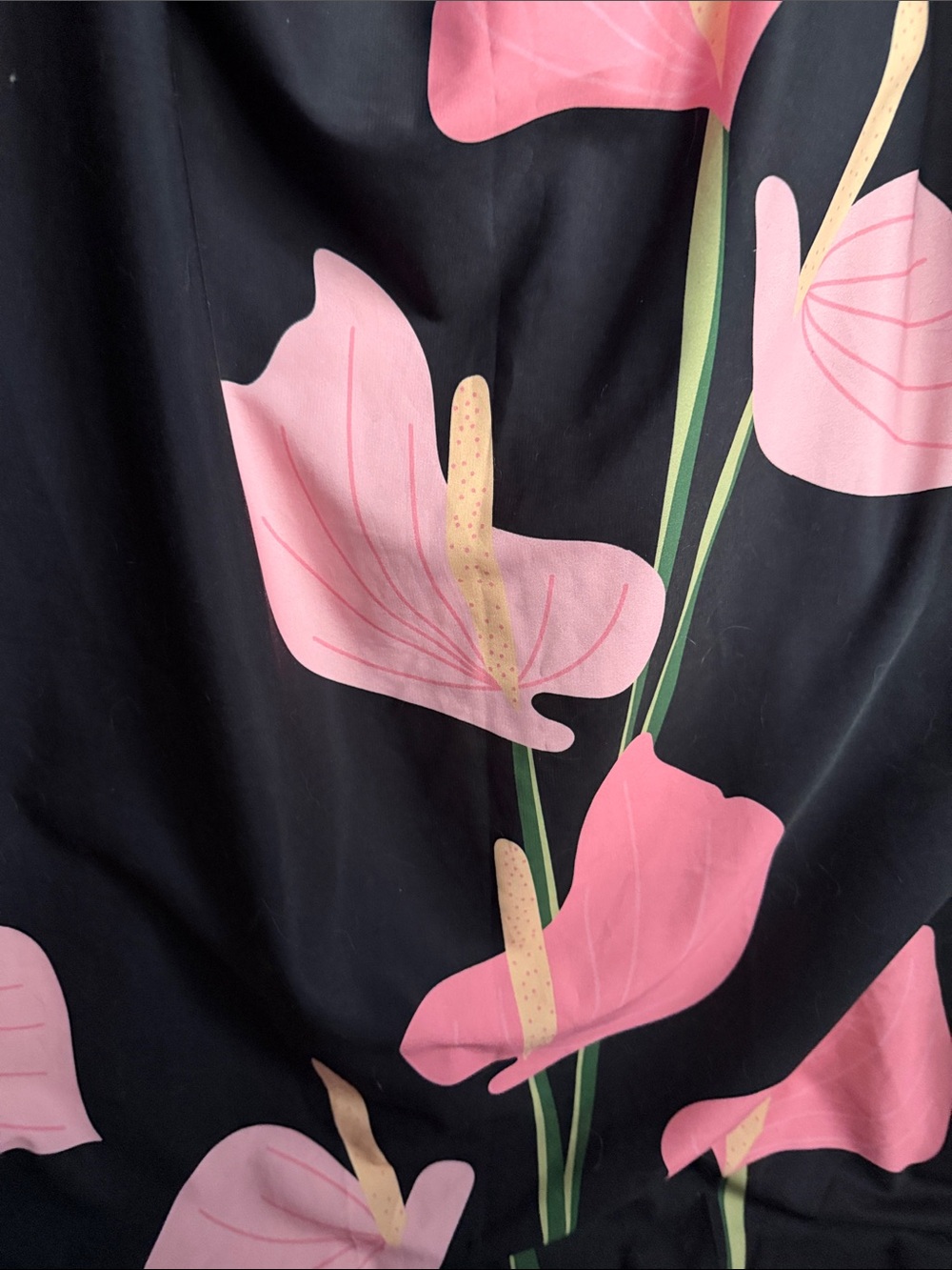 Fighting Eel Cupid Anthurium Black Maxi Dress with Pink Floral Print - Picture 7 of 14